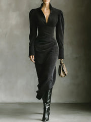 OFELIA | ELEGANT V-NECK LONG SLEEVE MAXI DRESS