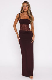 Amelie | Sheer Lace Bodice Cut-Out Maxi Dress