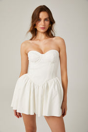 Mireille | White Off-the-Shoulder Bustier Mini Dress