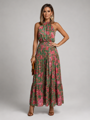 Elara Draped Halter Midi Dress