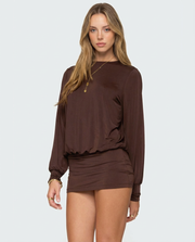 Noa | Long Sleeve Open Back Mini Dress