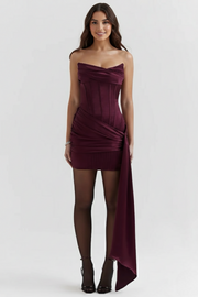 Aveline | Satin Finish Double-Layered Mini Dress
