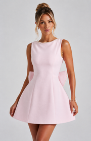 Kel | Sleeveless Pearl-Neckline Sculpted Mini Dress