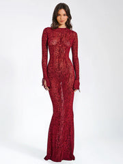 Lariza | Animal Print Semi-Sheer Sculpted Print Mesh Maxi