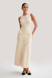 Gabriella | Sleeveless Ribbed Button-Down Maxi Dress