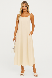 Celina | A-Line Spaghetti Strap Midi Dress