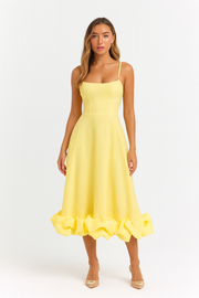 Adina | Soft Chiffon Ruffle Hem Midi Dress