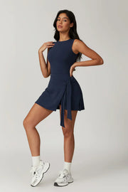 Chloe | High-Neck Tie-Front Wrap Mini Dress