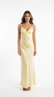Lumière |Timeless Silk-Finish Lumière Luminous Slip Maxi Dress