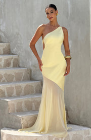 Caprice | Women's Yellow One-Shoulder Maxi Wedding Guest Dress