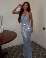 Suzy | Women's Sky Blue Sleeveless Sequin Maxi Summer Dress