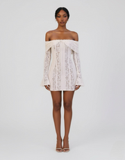 Ava | Romantic Bell Sleeve Off-Shoulder Lace Mini Dress