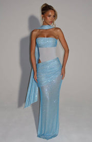 Estelle | Strapless Draped Panel Ruched Maxi Dress