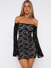 Liv | Stretchy Off-Shoulder Lace Mini Dress