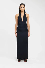 Ophelia | Open Back Ruched Plunging Maxi Dress
