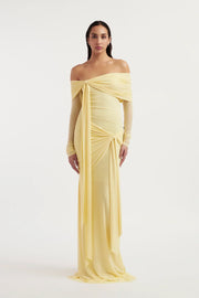 Helena | Off-The-Shoulder Mesh Drape Maxi Dress