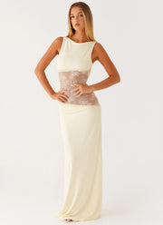 Lucinda | Open Back Lace Panel Maxi Dress