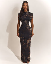 Sandra | Leopard Print High Neck Maxi Dress