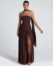 Aveline | Strapless Maxi Dress Thigh-High Split