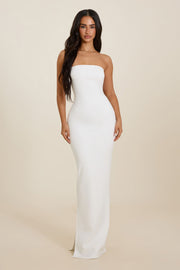 Darlene | White Sculpted Strapless Maxi Dress