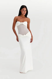 Eleina | Twist-Knot Mesh Panel Maxi Dress
