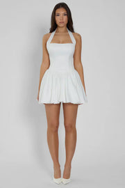 Holly | Structured Pleated Halterneck Corset Mini Dress