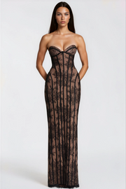 Urszula | Black Off-Shoulder Floral Lace Maxi Dress
