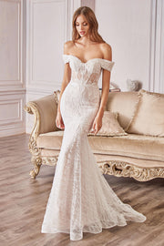 Jolie | Mermaid Silhouette Lace Embroidered Off-Shoulder Maxi Dress