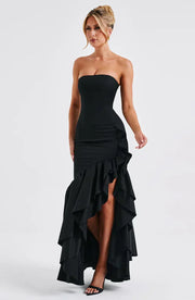 Martyna | Strapless High-Low Ruffle Maxi Dress