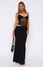 Steph | Sultry High-Slit Allure Mesh Cut-Out Maxi Dress