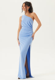 Yara | Pale Blue One-Shoulder Maxi Dress – Sleek Stretchy Formal Gown