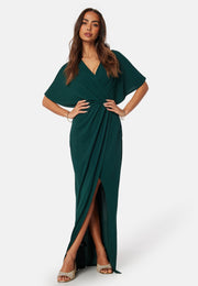 Lana | Dark Green Wrap-Style Maxi Dress