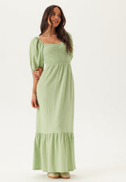 Leah | Women's Heart-Neck Bubble Sleeve Maxi Dress