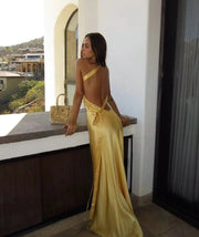 Amara | Sumptuously Soft Open Backless Satin Maxi Dress