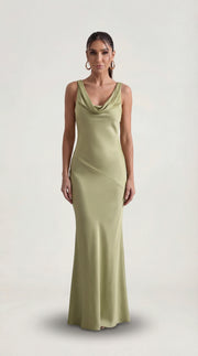 Nora | Elegant Backless Sophisticated Satin Halter Maxi Dress