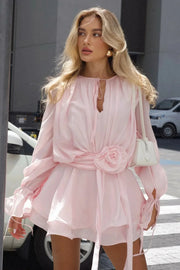 Rosette | Airy Bishop Sleeve Chiffon Mini Dress