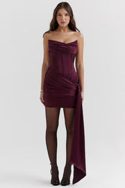 Noor | Double-Layered Draping Satin-Finish Mini Dress
