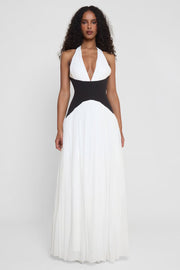 Leia | Sculpting Corset Waist Plunge Halterneck Maxi Dress