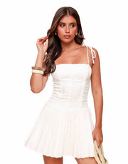 Romy | White Tie Strap Corset Mini Dress
